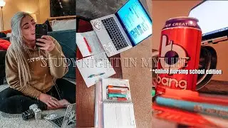 MY NURSING SCHOOL STUDY NIGHT ROUTINE *allnighter* *quarantine online nursing school study with me*