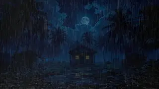 Heavy Rain in a Tropical Cabin at Night 🌙 Deep Sleep & Relaxing Sounds