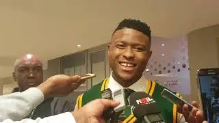 Aphiwe Dyantyi is all smiles on his Springbok debut