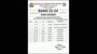Exam schedule 23-24 Batch ✅..#ytshorts #shortsfeed #exams #bams #medicos #bams1styear