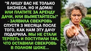 Свекровь подарила нам дачу. Но через 3 месяца потребовала：＂Платите за аренду дачи или выметайтесь!＂.