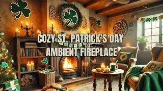 🍀 Cozy St. Patrick&rsquo;s Day Atmosphere | Crackling Fireplace & Festive Decorations | 4K Ultra HD