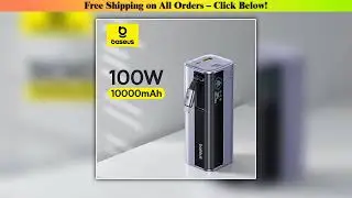 Baseus 100W 10000mAh Power Bank Built-in Retractable USB-C Cable Portable PD External Battery