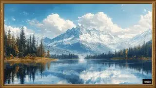 Sensational Wall Art with Mountain Stream Sounds | Gold Frame tv | TV Art Screensaver
