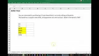 Computing Bond YTM and Coupon Rate