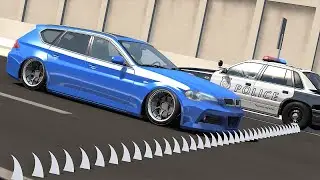 Spikes Embedded in Road Against Cars High Speed Crashes & Rolls #2 - BeamNG.Drive