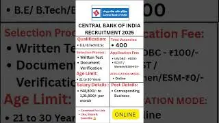 Central Bank Of India BC Recruitment 2025 ll Apply Now New Job ll #centralbank #bankingexam #newjob