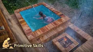 Primitive Survival Skills | Jungle Mein Garam Pani Ka Pool Banaya.TV| Forest Hot Bath Pool with Fire