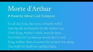 Morte d'Arthur by Alfred Lord Tennyson for UGC NTA NET English