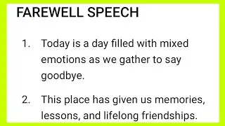 Farewell Speech In English || 10 lines speech on Farewell Party || Vidai samaroh par bhashan 
