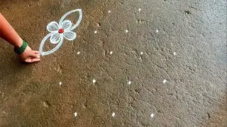 Chithirai madham flowers padi kolam|easy muggulu| 5*3 dots Begginers rangoli| easy Super rangoli