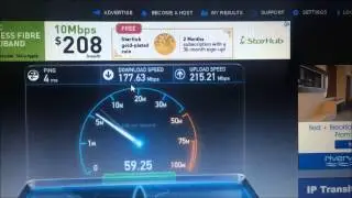 Singnet Broadband 200MBPs Speed Test Direct Connection