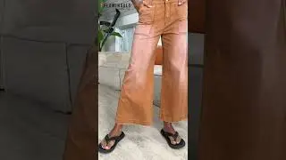 【Flamingals】Flap Pocket Back Mid Waist Crop Pants Without Belt