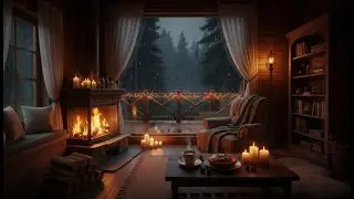 Rainy Night in a Cozy Cabin ⛈️ Crackling Fireplace & Gentle Rain Sounds for Sleep, Relax, Study