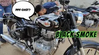 Bullet Standard 350 Black Smoke PPF  Lamination | Modified BULLET🦅 | PPF COST? | EXHAUST MODIFIED ⚠️
