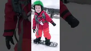 4 year old first time on a snowboard! #snowboarding #snowboard #toddleractivities