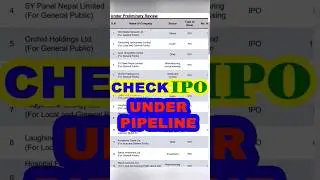 Check Upcoming IPO | Under Pipeline | SEBON