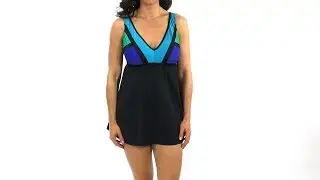Longitude Between the Lines V-Neck Swimdress | SwimOutlet.com