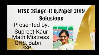 NTSE (Stage-1) Q.Paper 2019 Solutions  Q.1-25 .