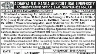 AP EAMCET ANGRAU COUNSELLING 2018 | NOTIFICATION | DATES