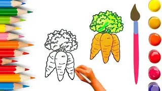 How To Draw A Cute Carrot, Drawing, Painting & Coloring For Kids and Toddlers_ Child Art 🐋🌈🎨