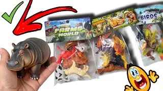 Realistic FARM Animal Toys 🐯🦏 | Must-See Jungle Safari Collection Dog vs Cow! | izzu mania