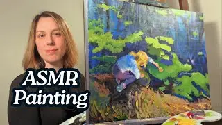 ASMR Acrylic Painting | Girl at the Frog Pond | 2 Hours No Talking