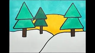 How To Draw Winter Scenery Easy Step By Step | Drawing Polar Landscape For Beginners Very Easy