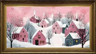 Valentine Village in Winter, Vintage Oil Painting | Framed TV Art Screensaver with Romantic Music