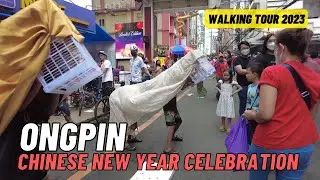 [4K] Walking Tour - CHINESE NEW YEAR CELEBRATION AT ONGPIN STREET BINONDO MANILA PHILIPPINES.
