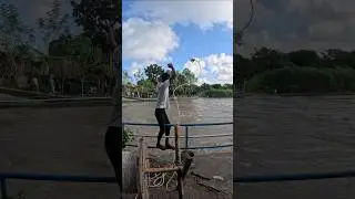 The boy is fishing with chicken bait with a unique idea #fishing