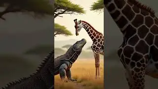 KOMODO DRAGON vs GIRAFFE: TheImpossible Battle #animals #tiger #elephant #shortvideo #shorts #lion #