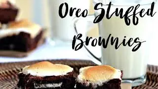 Oreo Stuffed Brownies with Toasted Marshmallow on Top