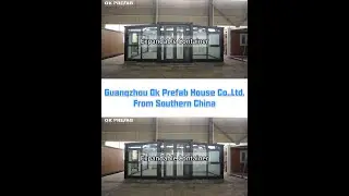 EX0002-Expandable Container-Black Color Frame-Grey Color Metal Embossed Panel-Front Glass Curtain
