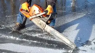 Garden and Forest Chainsaw Husqvarna 572XP CUTTING ICE #chainsaw