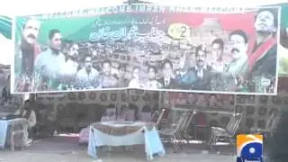 Larkana : PTI jalsa preparation-Geo Reports-18 Nov 2014