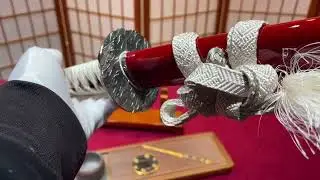 Clay-Tempered and Polished Katate-Uchi with Wave Motif Fittings