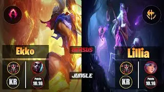 GrandMaster EKKO [Dark Harvest] (Jungle) VS  LILLIA - Grandmaster KR Patch 10.16