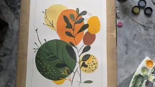 I painted this with just 5 basic colors! Bold botanical poster Color art 🎨