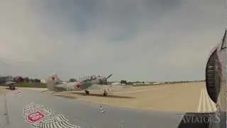 Formation takeoff from runway 09 at KOSH featuring The Aerostars