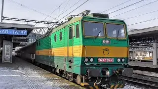 Per&scaron;ing 163 107-6 s vlakom OS 7819 odch&aacute;dza zo stanice Poprad-Tatry