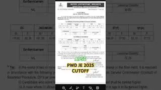 APSC PWD JE 2025 CUTOFF #apsc