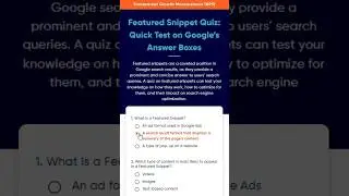 Master the Featured Snippet Quiz by Upgrowth!