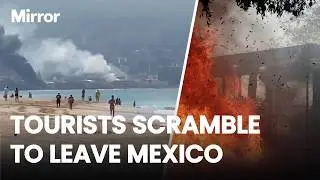 Tourists watch in HORROR as gang violence ERUPTS over killing of cartel boss in Mexico
