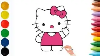 Cute Hello Kitty Cartoon drawing Painting & Coloring for kids & toddlers|Easy & fun|