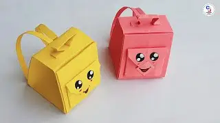 Craft for kids | How to make paper school bag | Origami paper school bag