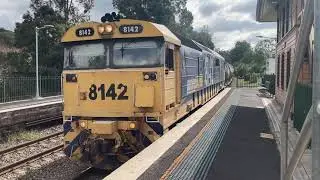 Pacific National 8142 with 24 Cement Hopper Wagons passing thru Picton Station in  New South Wales