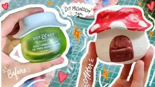 DIY Mushroom House using Dot & key moisturiser jar 🍄✨  Clay Craft Ideas