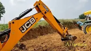 jcb 3dx Eco making lake for Fish Farming with john Deere Tractor Dozer 2Mb plough
