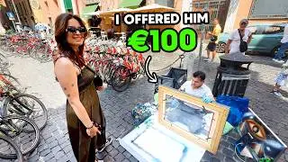 Offering a Rome Street Artist €100 To Upgrade a Window Frame